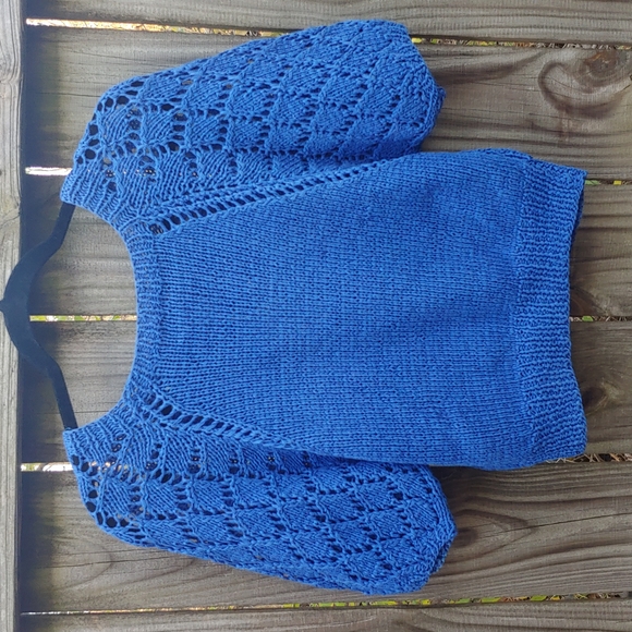 Cedrics Tops - VINTAGE | Handmade Blue Italian Balloon Sleeve Crop Sweater